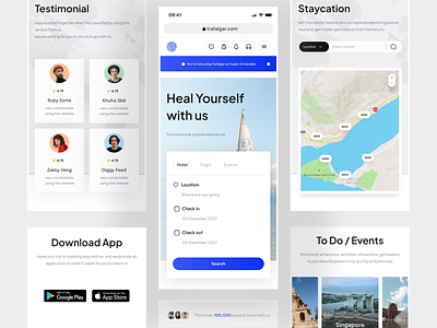 Trafalgar - Travel Responsive Web alert app booking booking ticket clean events flight hotel location maps mobile mobile app navigation bar responsive social proof testimonial ticket travel ui ux