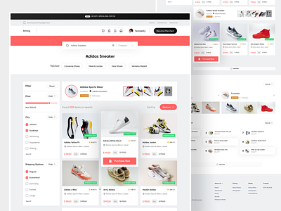 AtHing - E-Commerce Website clean ecommerce filter footer landing page list product modern online shop online store product purchasing search shoes shop shopping store ui ux web design website