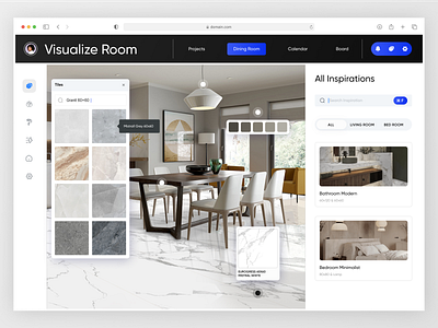 Visualize Room Dashboard clean editor landing page minimalist modern room editor ui ux visualize visualizer room web design website