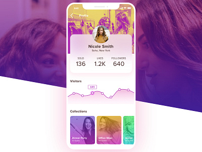 Mobile App Profile screen 2018 app duotone fashion flat gradient iphone x mobile portfolio profile stats trends