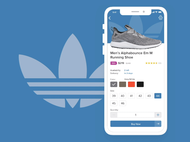 Product details - Adidas adidas app buy details ecommerce fitness mobile product running shoe shop shopping