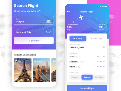 Flight Search App airline airplane app boarding booking flight form mobile plane search travel