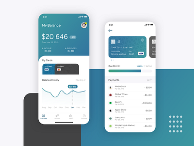 Bank Mobile App account app bank card finance fintech ios mobile payment statistics transaction wallet