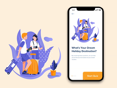 Travel Quiz App app design flat holiday interaction ios listing mobile progress question questionnaire quiz research selection social travel ui ux