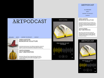 ARTpodcast website art graphic design home page interface listening player podcast podcast platform ui web web design website