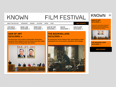 Known film festival website festival film film festival graphic design landing page movie ui web web page website