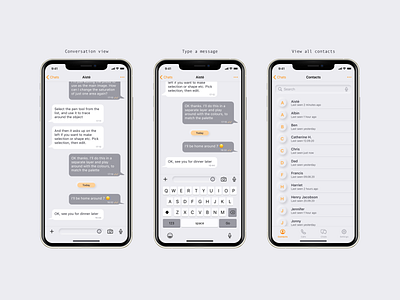 Messaging App | Minimal | Neumorphic app chat contacts conversation design figma flat ios messenger minimal minimalist mobile mockup neumorphic neumorphism psd screens sketch ui ux