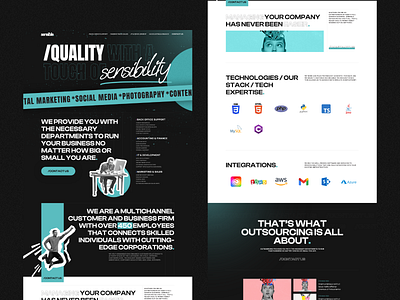 Outsourcing Landing Page 3d animation blue branding dark design flat design graphic design illustration logo modern motion graphics outsourcing ui website