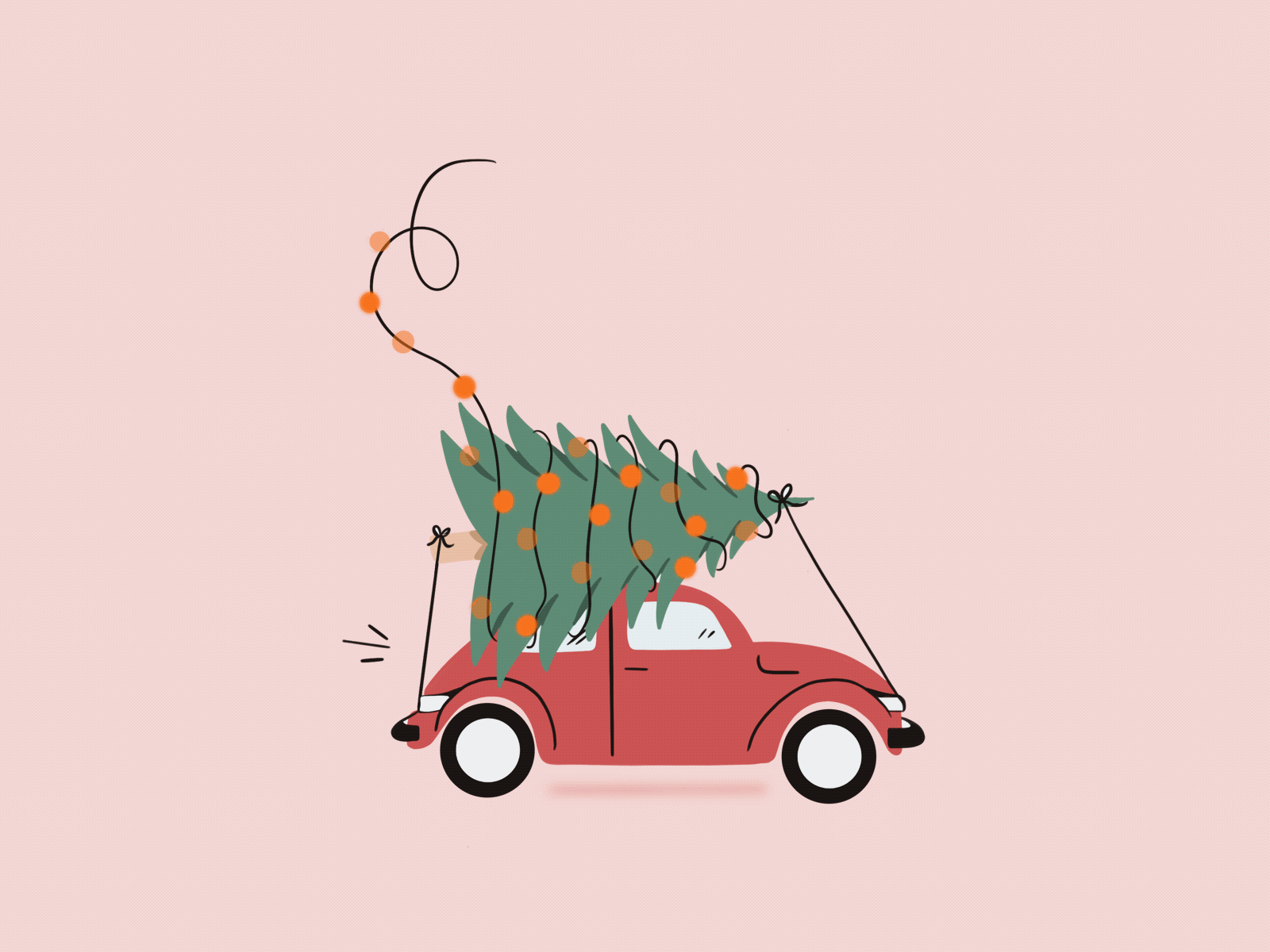 Tis the season! car christmas christmas tree design holidays illustration procreate simple xmass