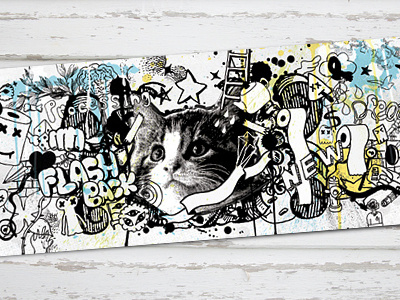 Flashback cat exhibition graphic art illustration