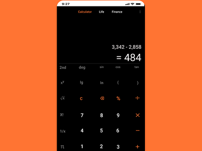 MIUI Calculator on dark mode