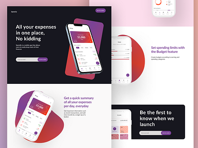 Spendly expense tracker landing page app design interaction design iphone ui user experience ux uxdesign webdesign webdev