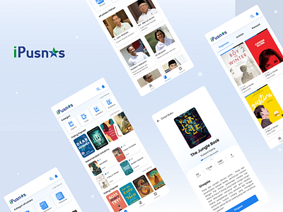 iPusnas Redesign blue clean firstshot gradients indonesia library library app mobile mobile app mobile application redesign white and blue