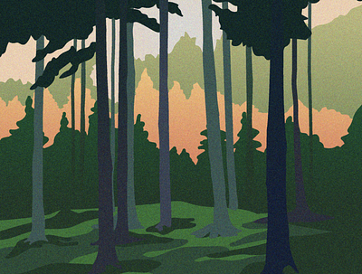 Into the woods adventure artwork forest freelance illustration landscape landscape illustration nature illustration pines wild woods