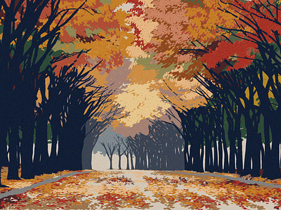 Autumn in Seoul adventure autumn leaves editorial illustration illustration landscape landscape design nature illustration seoul south korea vector illustration