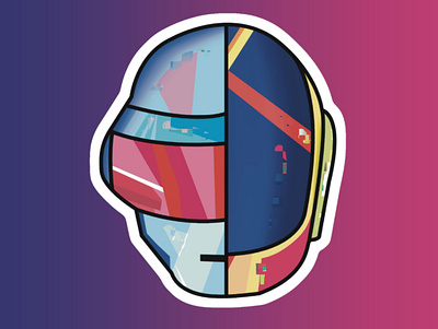 Daft Punk affinitydesigner daft punk digital illustration procreate sticker sticker design vector