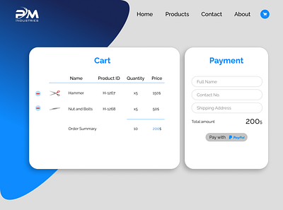 PM Metal Industries - Cart Page amazon cart design ecommerce figma mobile responsive design shopping social media design ui ux web webdesign website