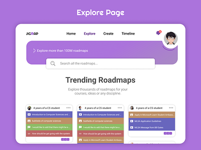 Explore Page application branding design explore page figma graphic design illustration page roadmap ui ux web application webpage website