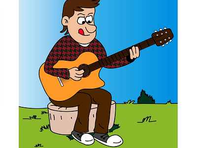 cartoon playing guitar cartoons comics illustration