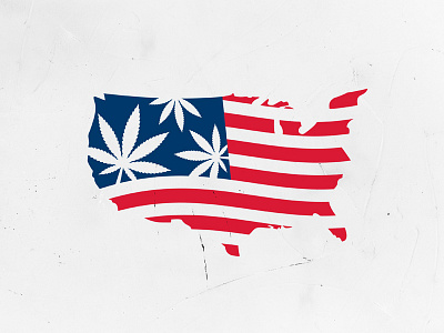 Cannabis + USA map + flag