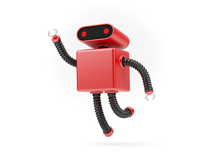 Red Robot 3d android artificial intelligence cartoon design funny futuristic robot robotic