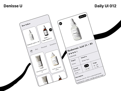 Daily UI 012- E-commerce daily 100 challenge dailyui12 design e commerce figma skincare the ordinary ui