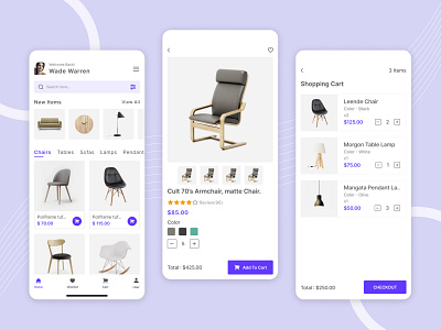 Furniture E-commerce Mobile App app design e commerce mobile app product design ui ui design ui kit ux