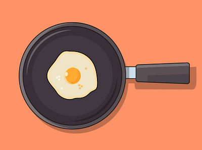 pan and egg art design flat icon illustration illustrator minimal vector
