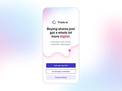💰 Trade.io Welcome Screen app branding figma gradients mobile trading ui uiux
