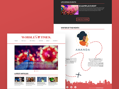 Worsley Times - Landing Page Website UX/UI Design 2d art branding clean creative design flat graphic design illustration minimal minimalist simple ui ux ux design uxdesign vector web