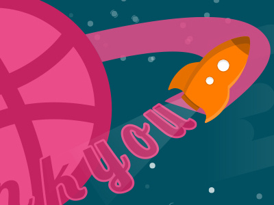 Dribbble dribbble flat font illustration planet rocket space star thank vector welcome you