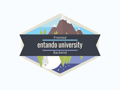 University backend badge courses cover design development flat fronted icons training university web
