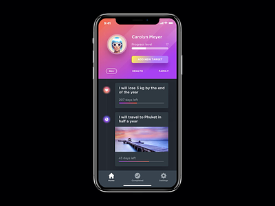 App For Your Targets. Interactions animation app application clean dark dark interface flat inspiration interaction interface ios iphone x minimal mobile motion mp4 profile ui user ux