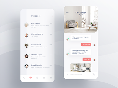 Apartment App — Messenger apartments app design clean interactive ios design layout messenger minimal mobile interfaces modern navigation nice typography send button simple design tab bar ui ux