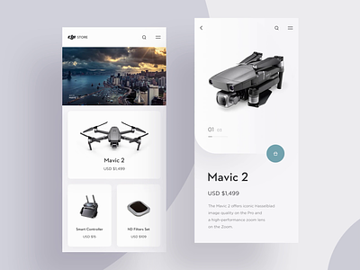 DJI Store Concept (with audio) appdesign application dji drone gleb interactive interface ios iphone app layout minimalism mobile interfaces modern mp4 shopping cart sliders store trends ui ux