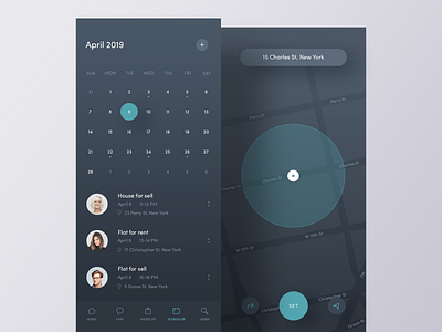 Scheduler App appdesign calendar clean dark exploration gradient interactive interfaces iosdesign layout map minimal mobile modern nice typography scheduler simple design tab bar ui ux