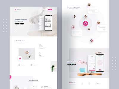 Landing Page For Appartner App apartment clean flat gradient home page inspiration interface landing page landing page design layout mainpage minimal mockups product design rent style guide ui ux website