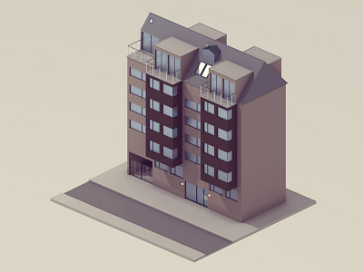 Holger Danskes Vej 87 3d apartments blender building copenhagen denmark low poly lowpoly modern render