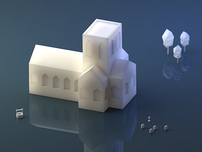 Marble Church 3d architecture blender building church low poly lowpoly marble sss
