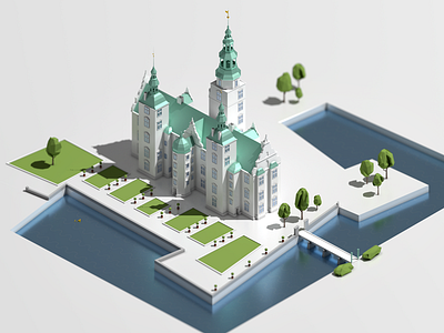 Rosenborg Slot, Copenhagen blender castle copehagen denmark low poly lowpoly moat rosenborg