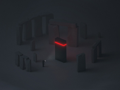 M O N O L I T H alien b3d blender dark encounter henge low poly lowpoly monolith shadow stone torch