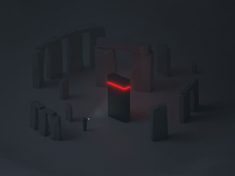 M O N O L I T H torch dark shadow encounter alien stone henge monolith b3d blender lowpoly low-poly