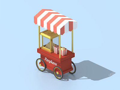 Perpkern 3d blender cart cinema isometric low poly lowpoly popcorn