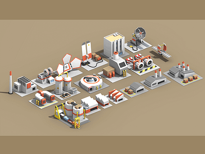 Quasi-Futuristic Industrial Low-Poly