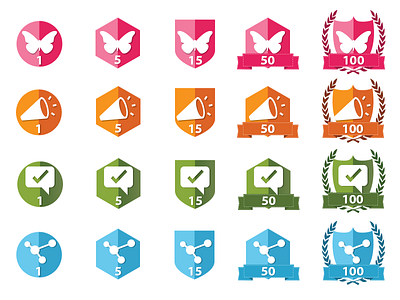 Gamification Badges achievements badges gamification icons illustration network social