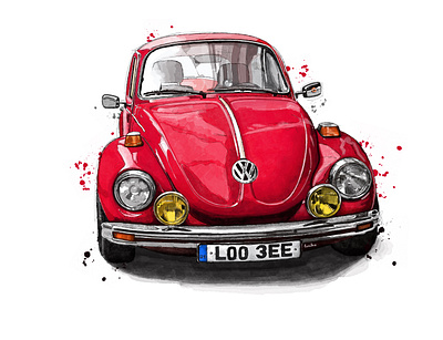 Beetle bug 70s beetle bug digital illustration digitalart illustration procreate retro vintage vintage car vw beetle