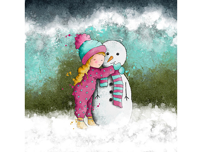 Snow fun #1 book illustration character design digital illustration digitalart greeting card greeting card design illustration kids illustration procreate snow snowman watercolour illustration winter