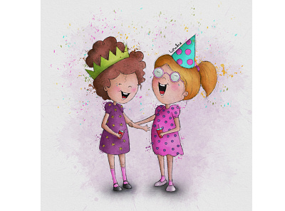 Besties best friends book illustration character design christmas party cute characters digital illustration digitalart greeting card greeting card design illustration kids illustration laughing procreate watercolour illustration