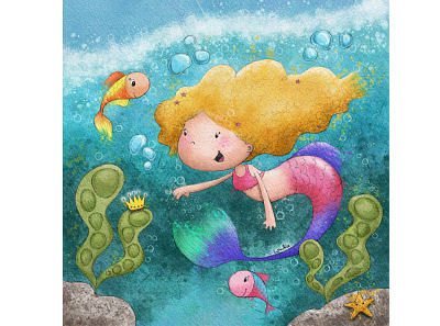 A Mermaids Tale book illustration character design digital illustration digitalart greeting card greeting card design illustration kids illustration mermaid procreate underwater watercolour illustration