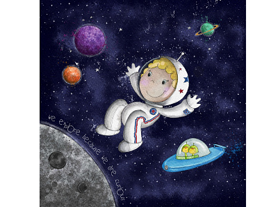 We explore because we are curious astronaut book illustration character design digital illustration digitalart explore illustration kids illustration procreate space stars